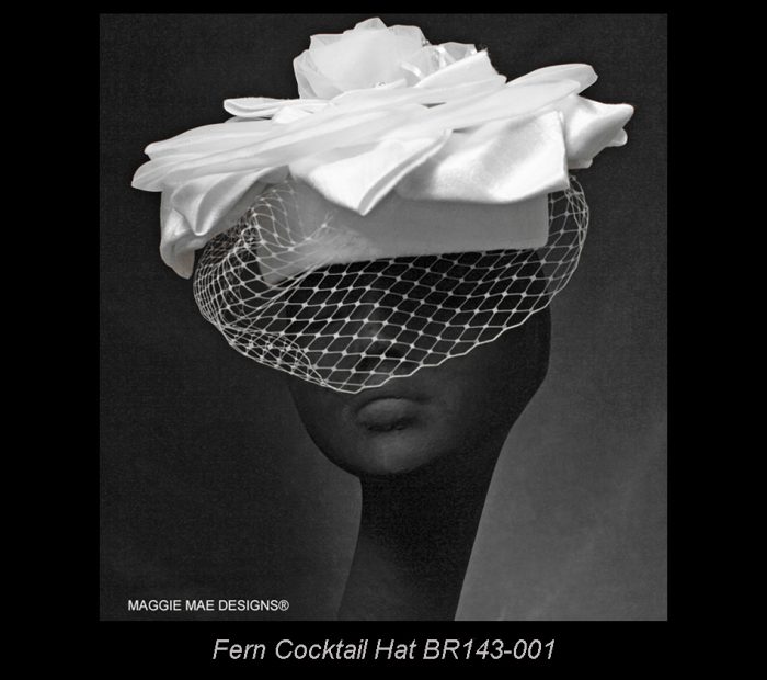 Fern white bridal cocktail hat