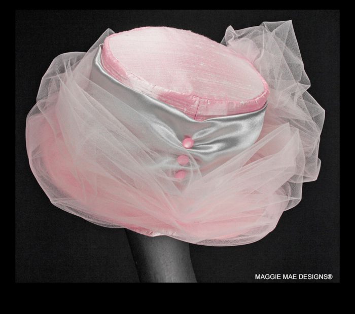 Medium brim pink silk hats for tea