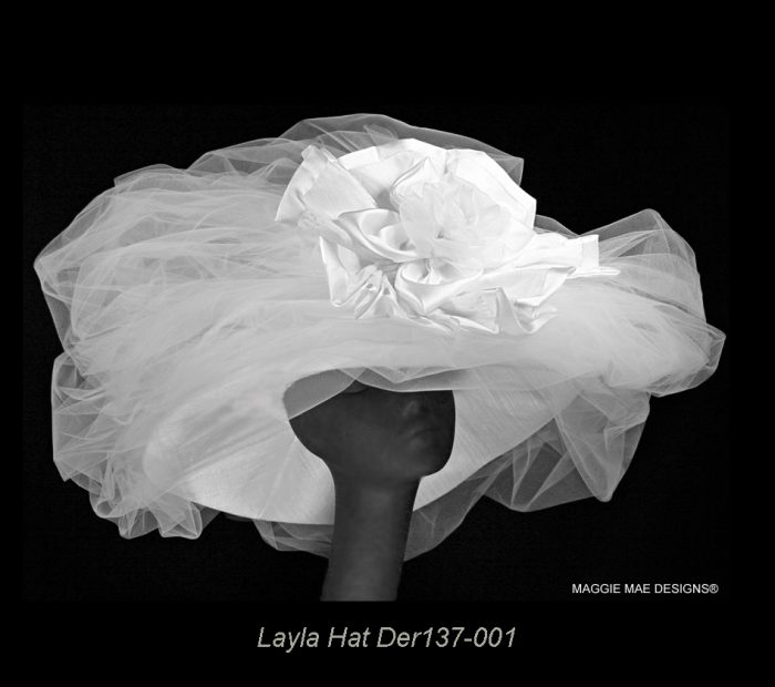 Layla wide brim white bridal hat