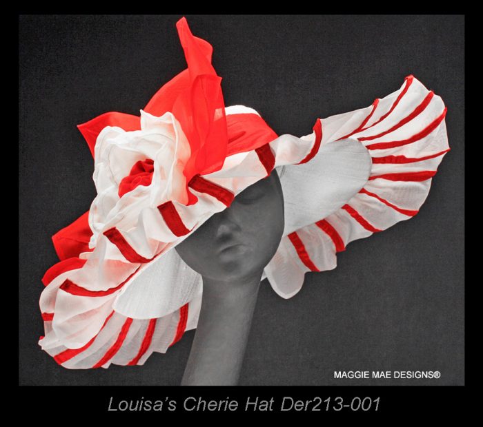 Louisa's Cherie red hat for the Kentucky Derby