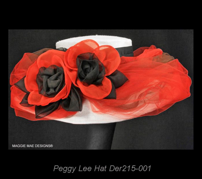 Poppy Der196-001 wide brim red and white hat for the Derby