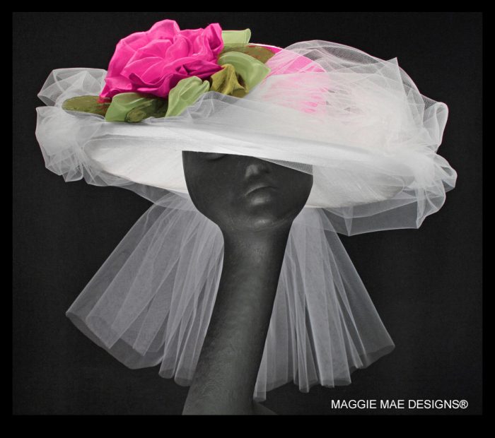 The Rosemarie wide brim bridal hat