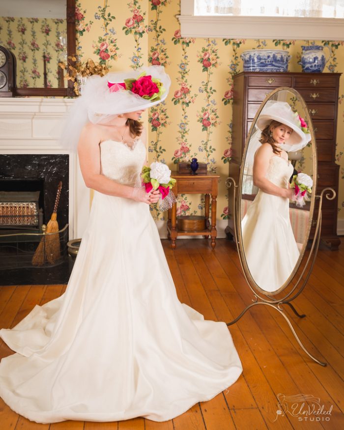 white wedding hat