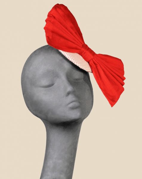 Polka dot fascinators trimmed with free form bows
