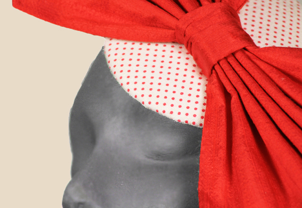 Lucy red pin polka dot fascinator with red silk bow for Royal Ascot!
