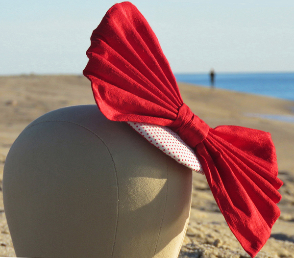 Lucy Red Pin Polka Dot Fascinator with Red Silk Bow