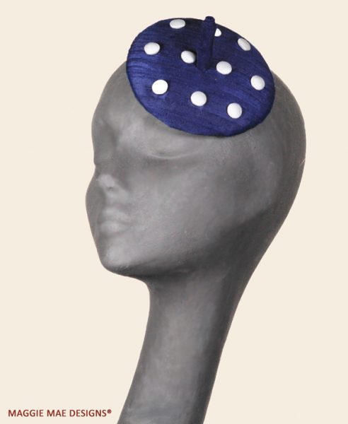 Luna navy  polka dot beret fascinator.