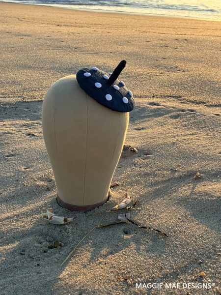 The Millie beret fascinator with black cabillou and veiling accents