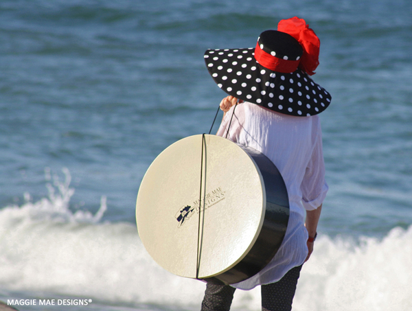 Corinne black and white polka dot wide brim hat