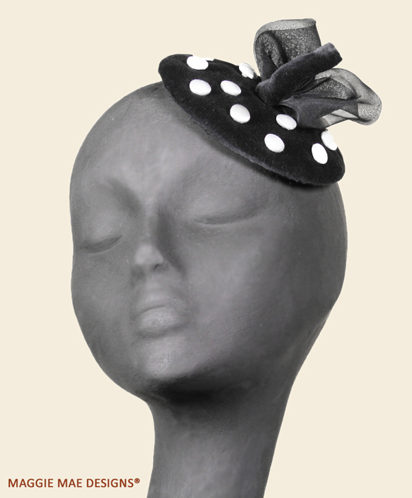 Colette polka dot beret fascinator by MAGGIE MAE DESIGNS