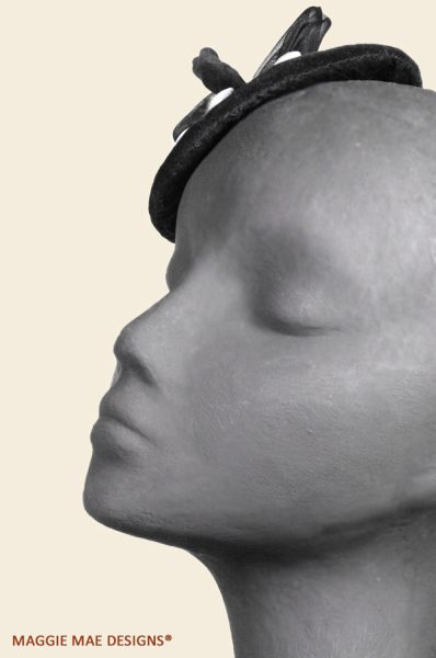 Meet Colette, a black-and-white beret fascinator for holiday teas!