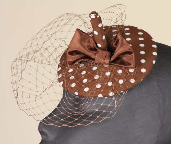 Tillie chocolate polka dot beret fascinator